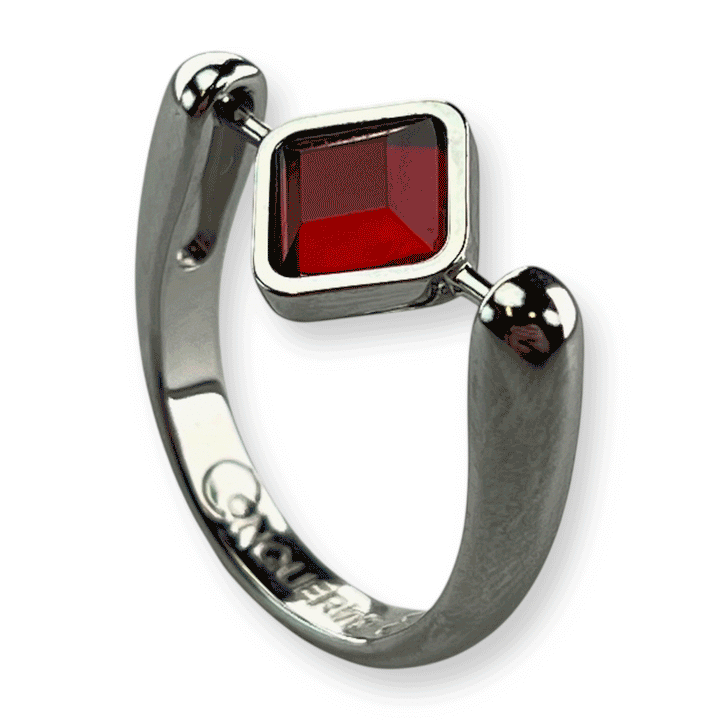 Silver Willow Birthstone CrossBar Fidget Ring