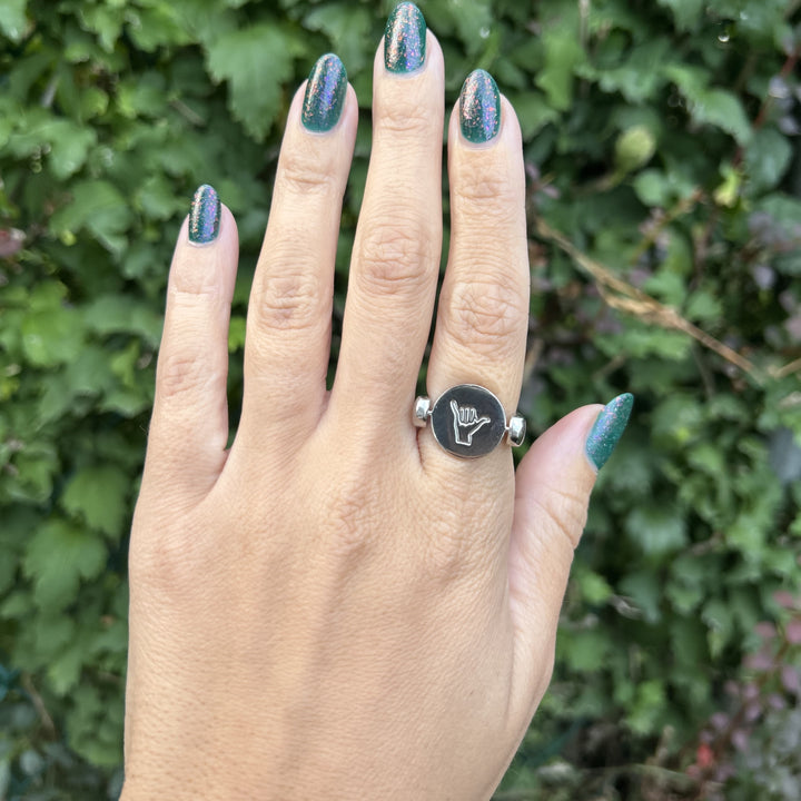 Rose Gold ILY Sign Language Symbol Element (spin to combine)