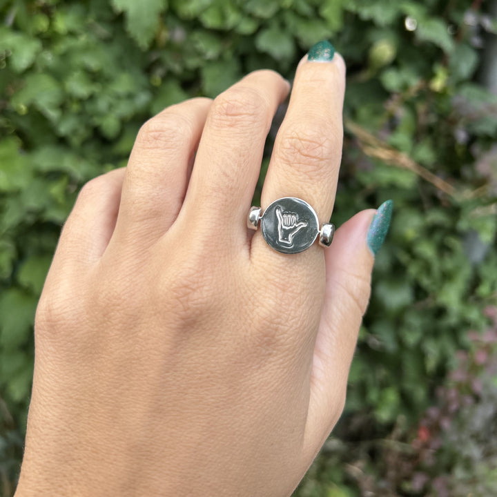 Rose Gold ILY Sign Language Symbol Element (spin to combine)