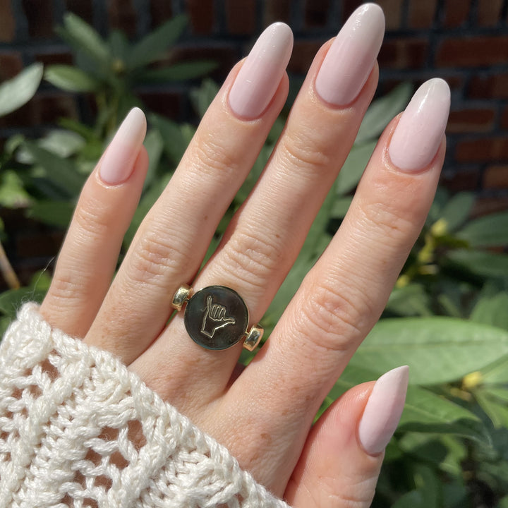 Rose Gold ILY Sign Language Symbol Element (spin to combine)
