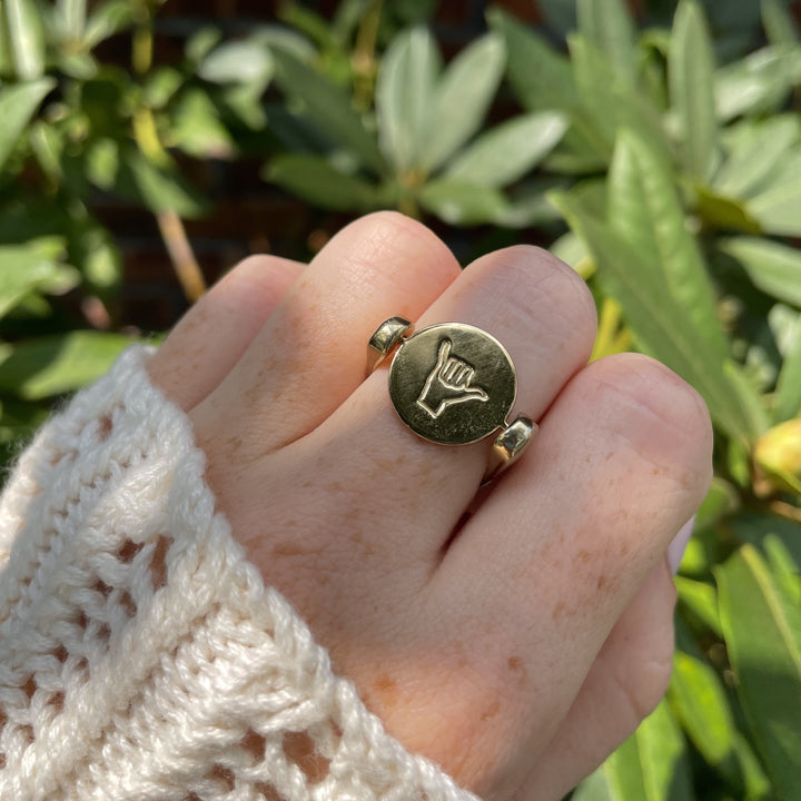 Rose Gold ILY Sign Language Symbol Element (spin to combine)