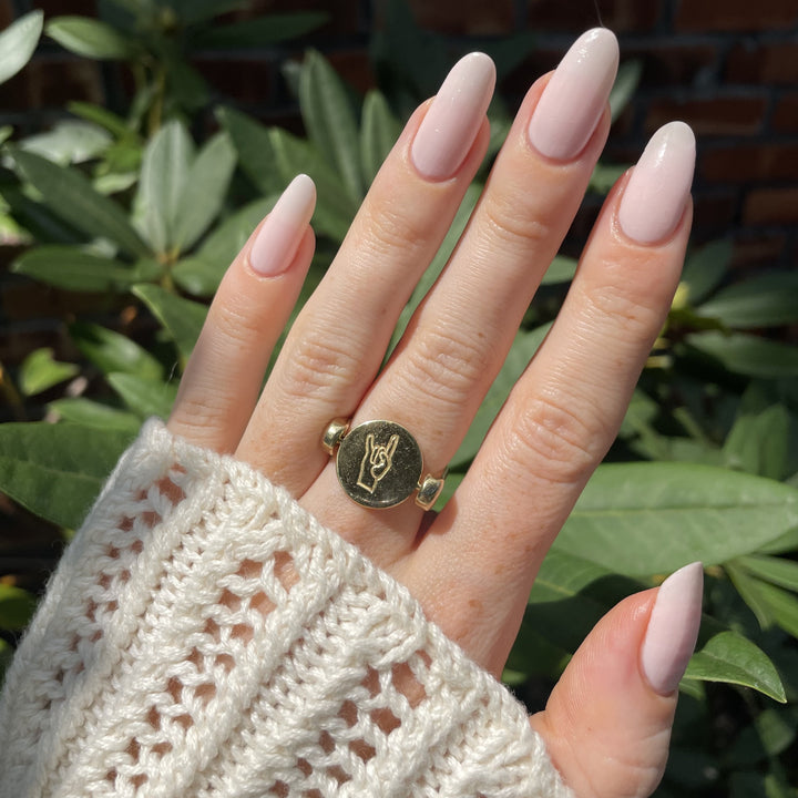 Rose Gold ILY Sign Language Symbol Element (spin to combine)