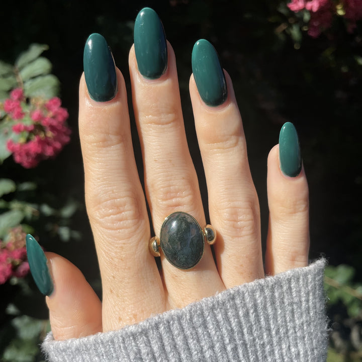 Moss Agate Oval Crystal Element