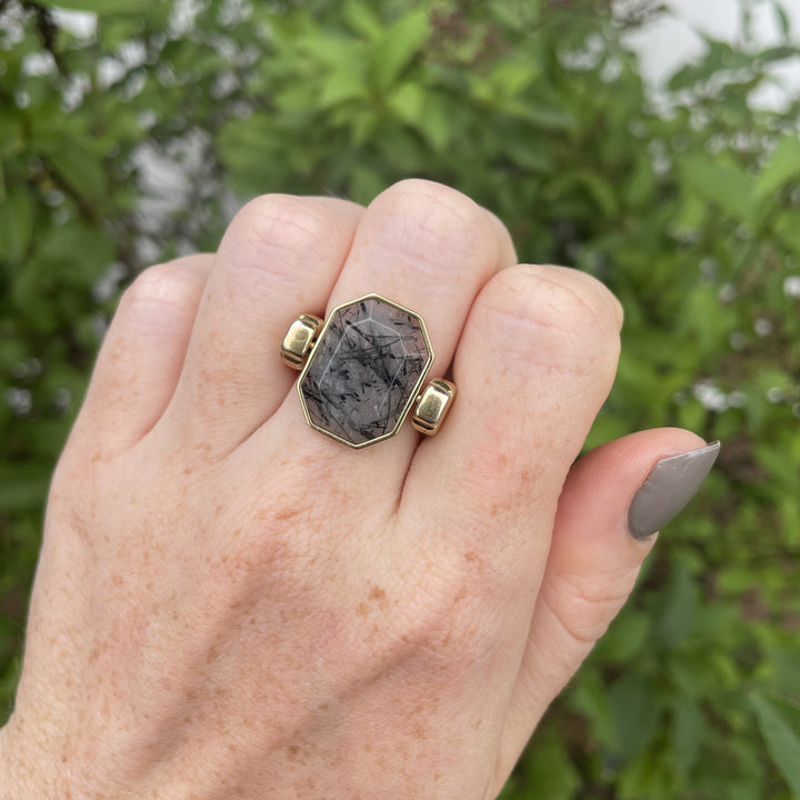 Tourmalinated Quartz Octangle Crystal Element