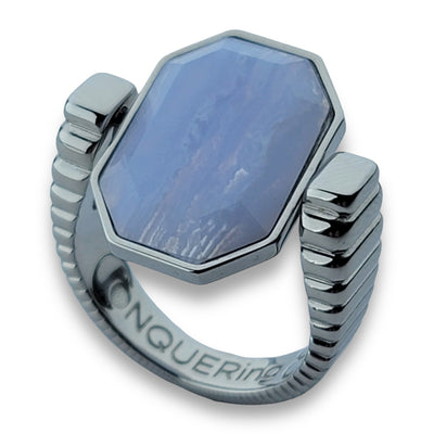 Silver ViaDeco Octangle Crystal Fidget Ring