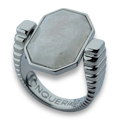 Silver ViaDeco Octangle Crystal Fidget Ring