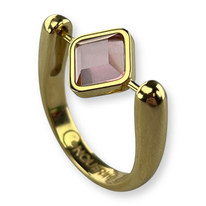 Gold Willow Birthstone CrossBar Fidget Ring
