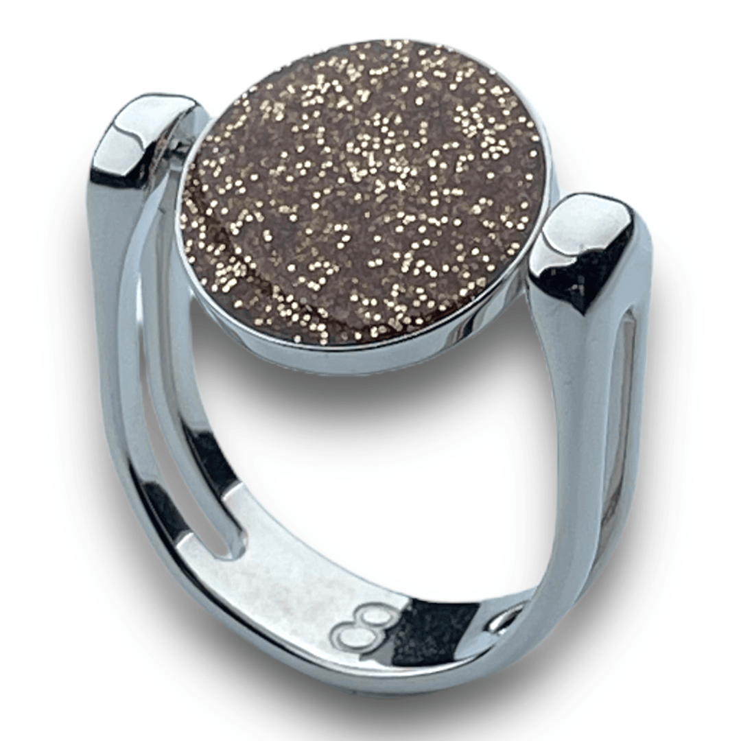 Silver Circle-Shaped Glitter Fidget Ring
