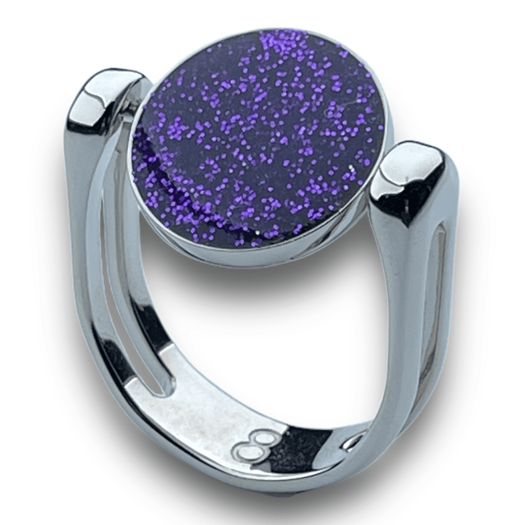 Silver Circle-Shaped Glitter Fidget Ring