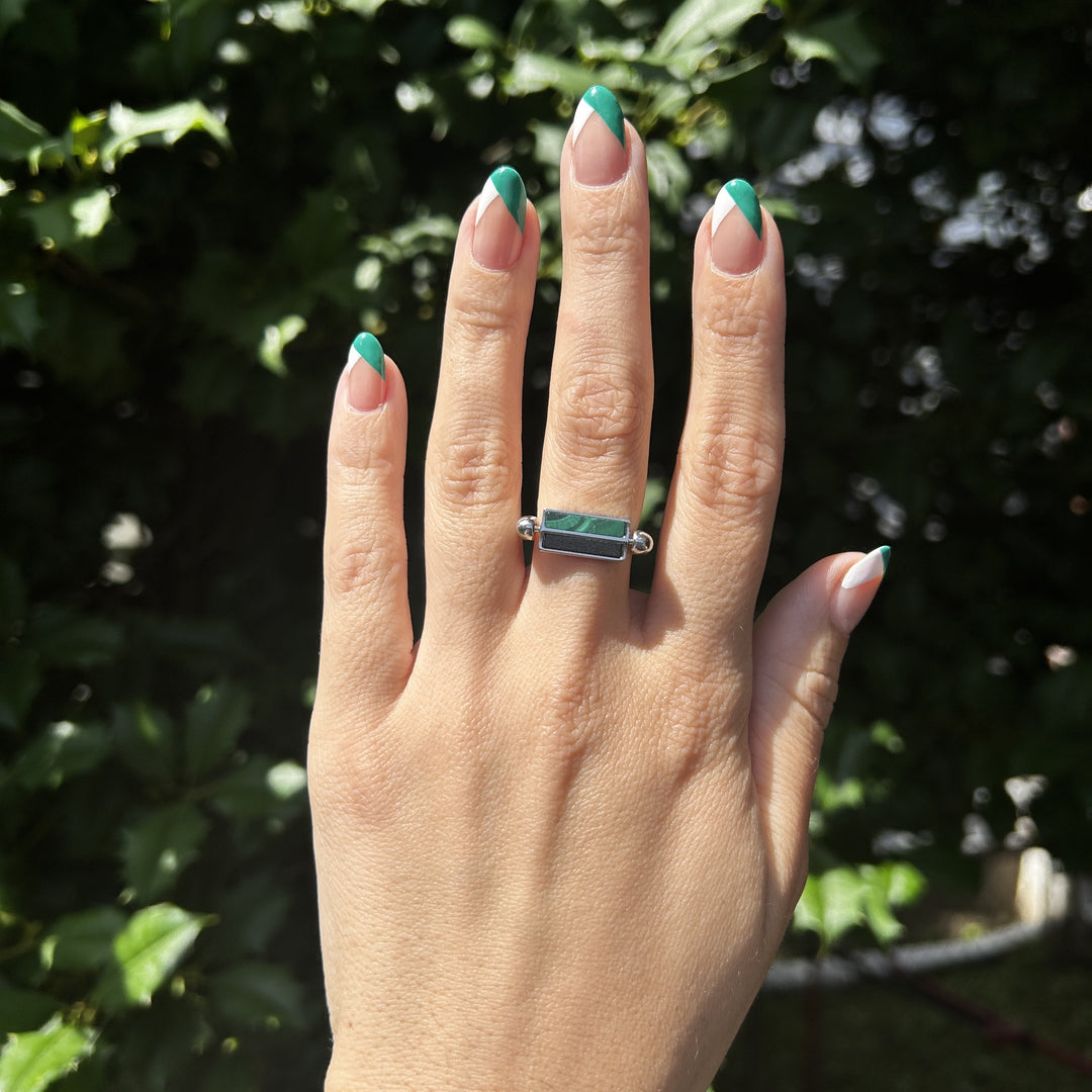 Lifestyle photo of Malachite and Onyx SoulStack Crystal Pairing