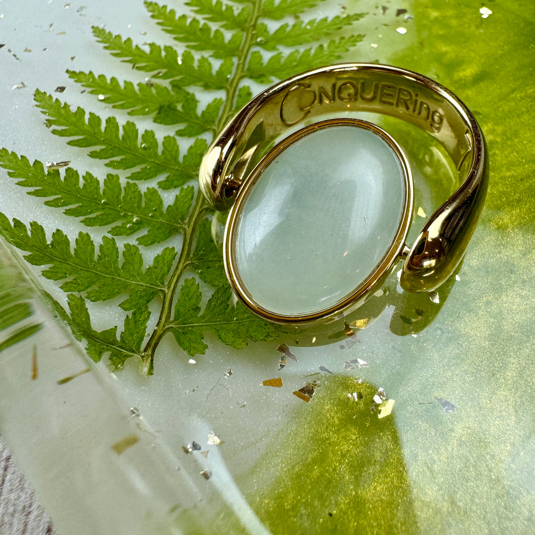 Butter Jade Oval-Shaped Fidget Ring