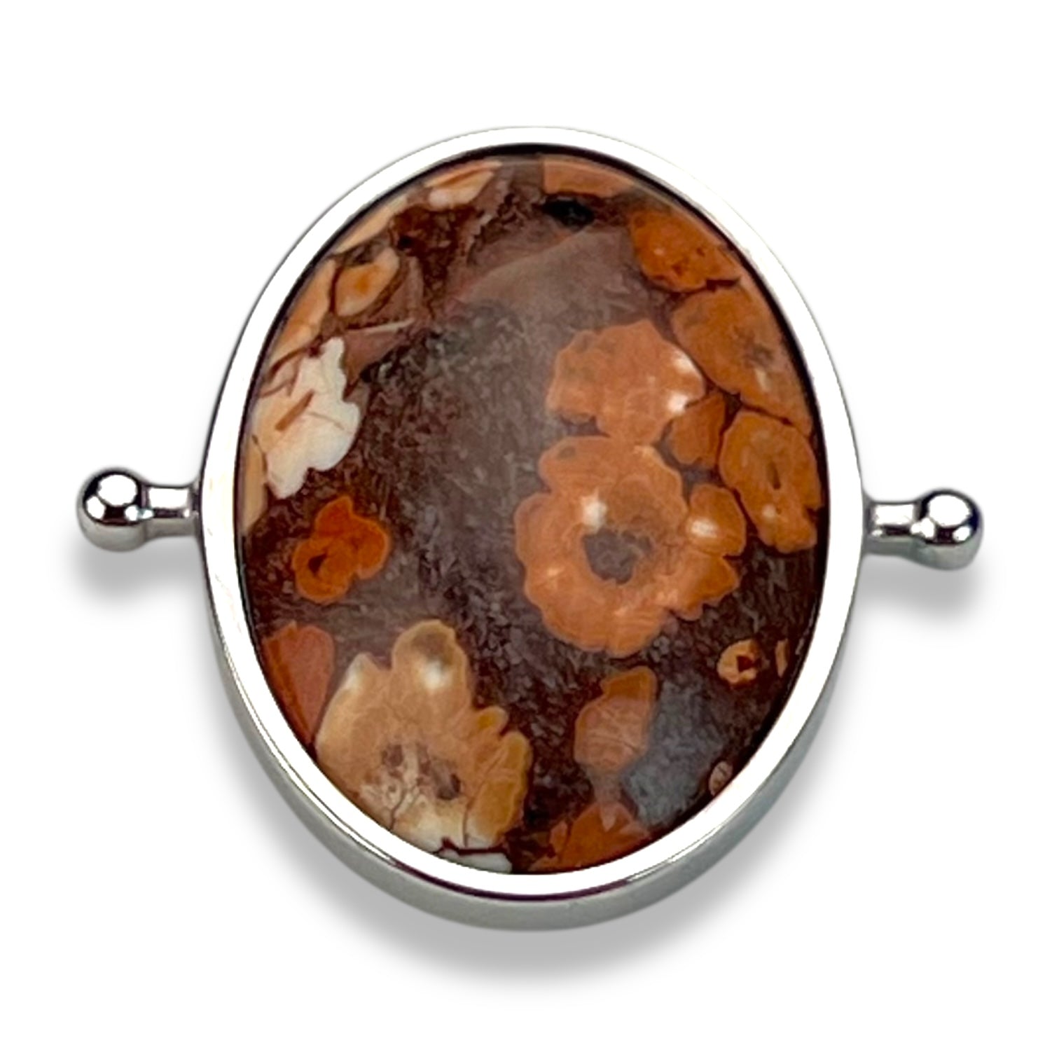 Product image of Oval Mexican Bird's Eye Jasper crystal element for fidget jewelry