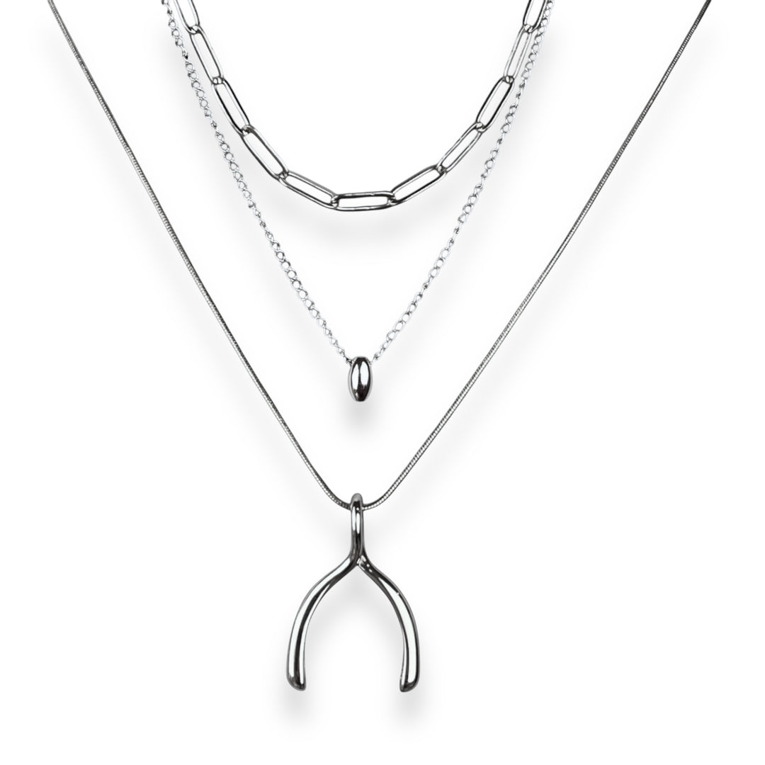 3-part Necklace Base Stack (Necklet™ + Paperclip + AuraDel Drop + Wishbone)