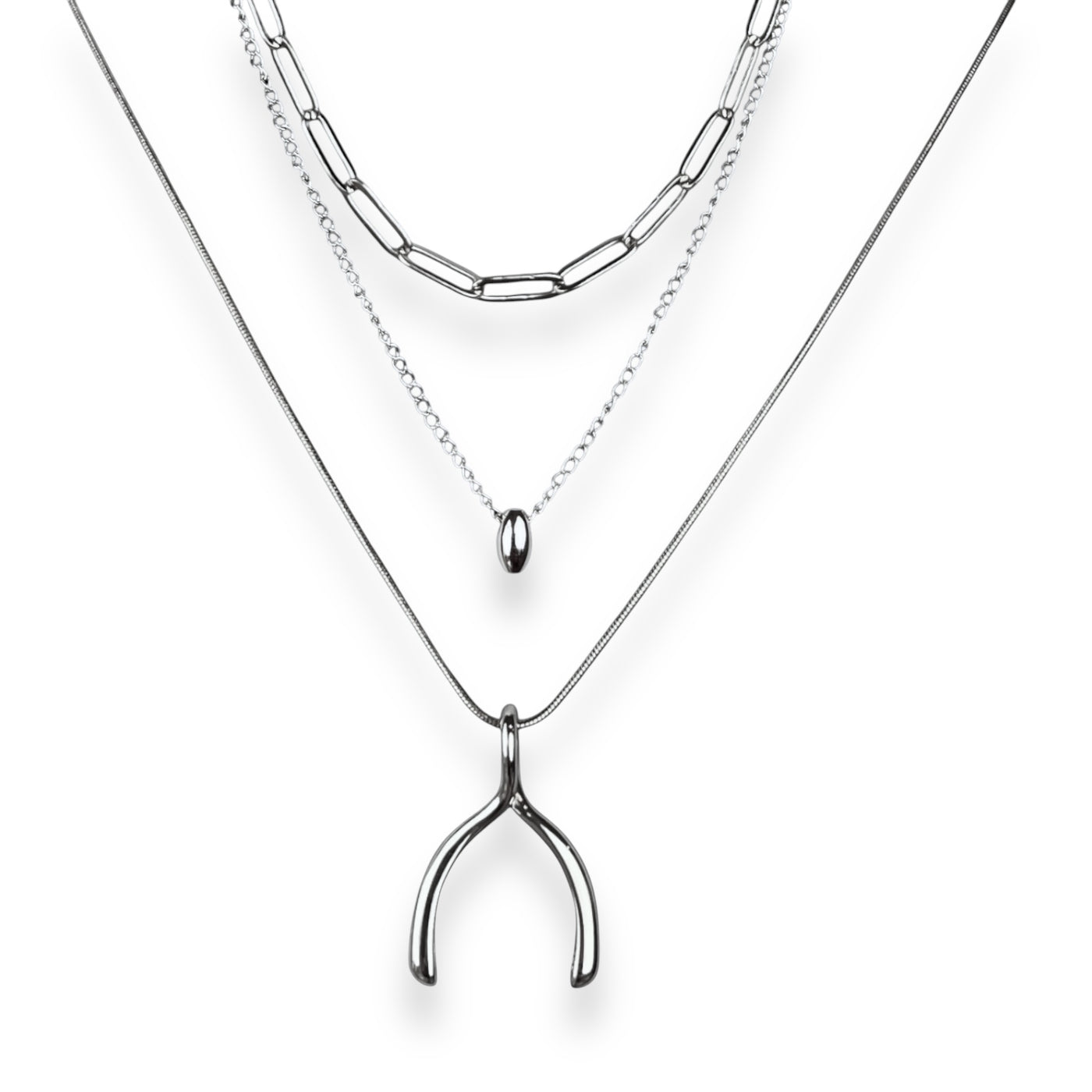 3-part Necklace Base Stack (Necklet™ + Paperclip + AuraDel Drop + Wishbone)