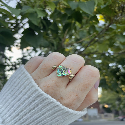 Abalone Shell Heart-shaped Crystal Element