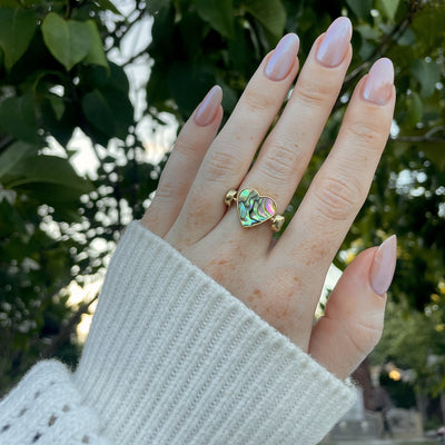 Abalone Shell Heart-shaped Crystal Element