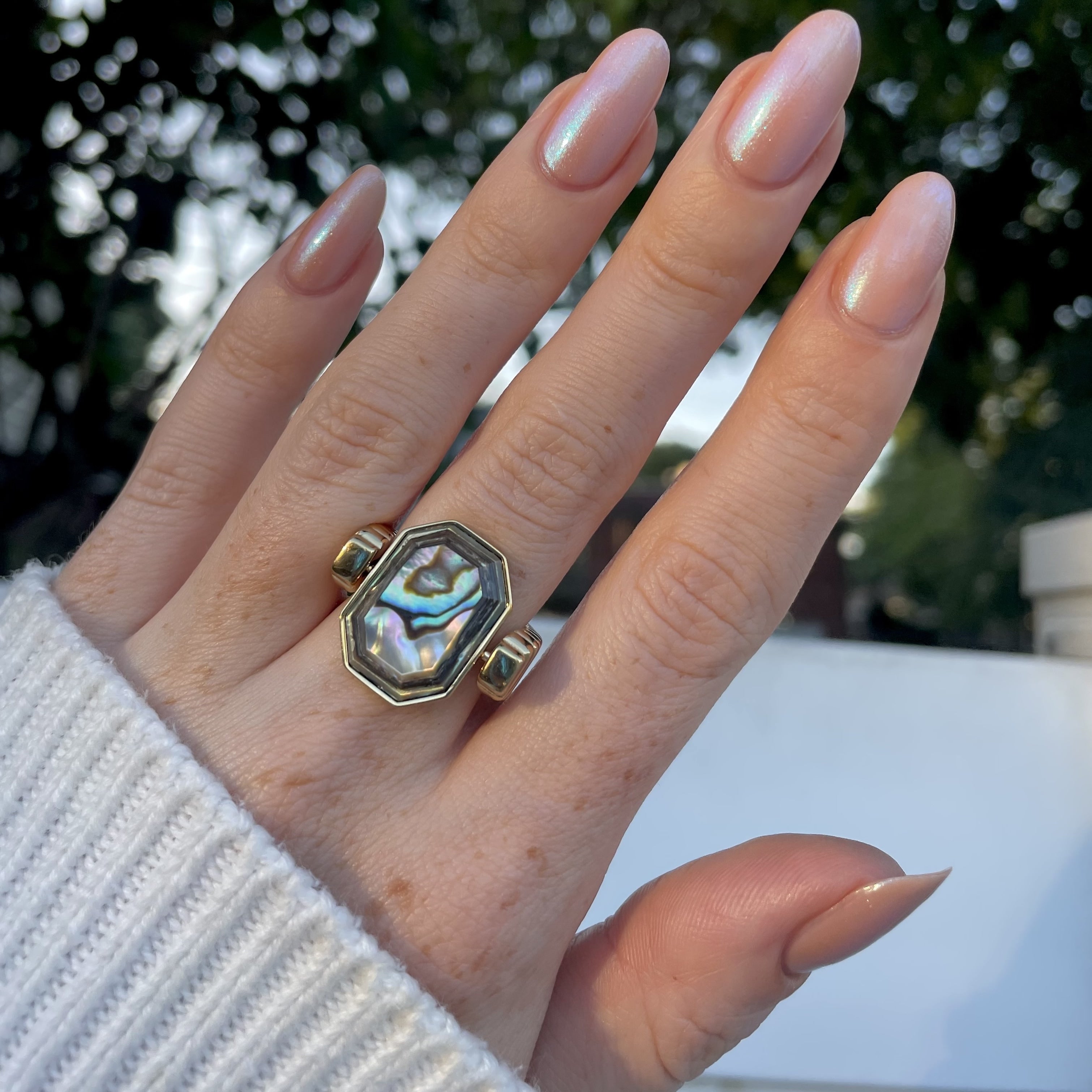 Abalone Shell Octangle Element | Protection Crystal