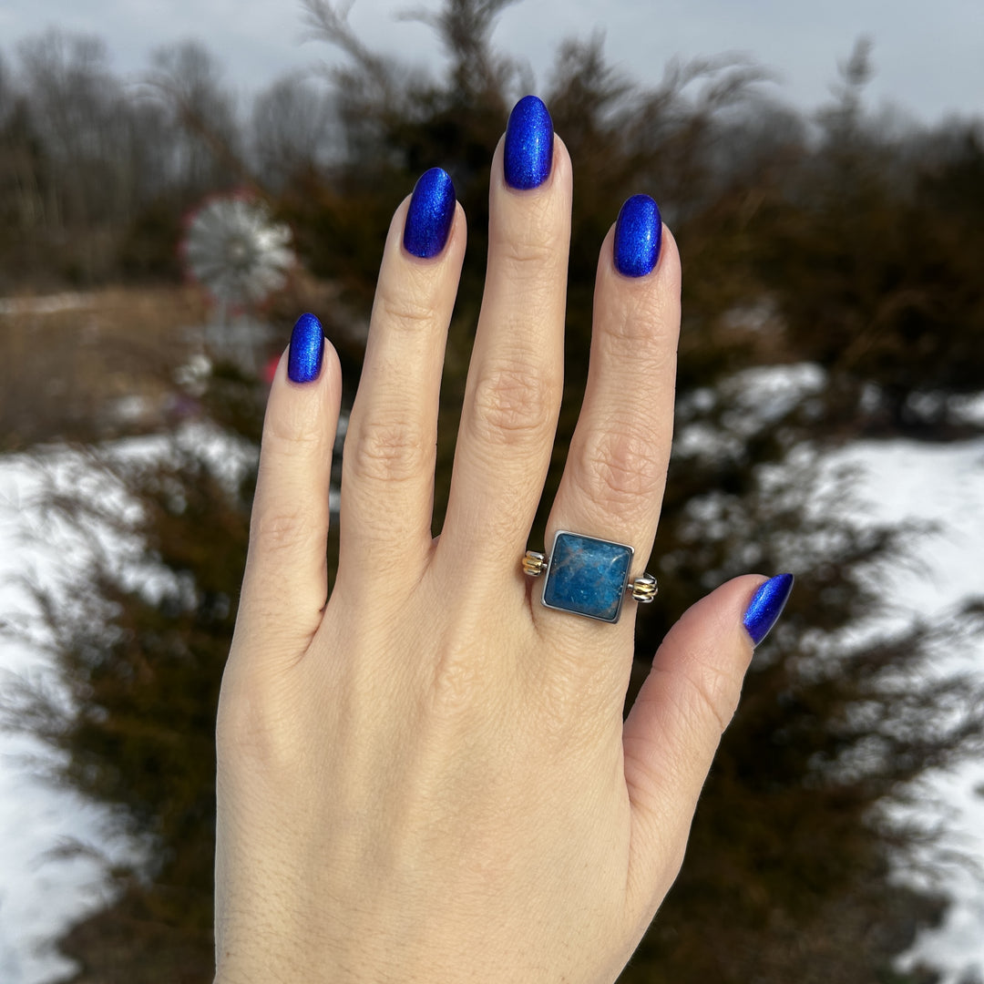 Blue Apatite Cushion Crystal Element