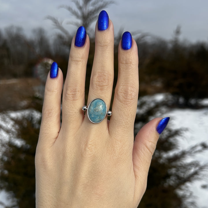 Blue Apatite Oval Crystal Element