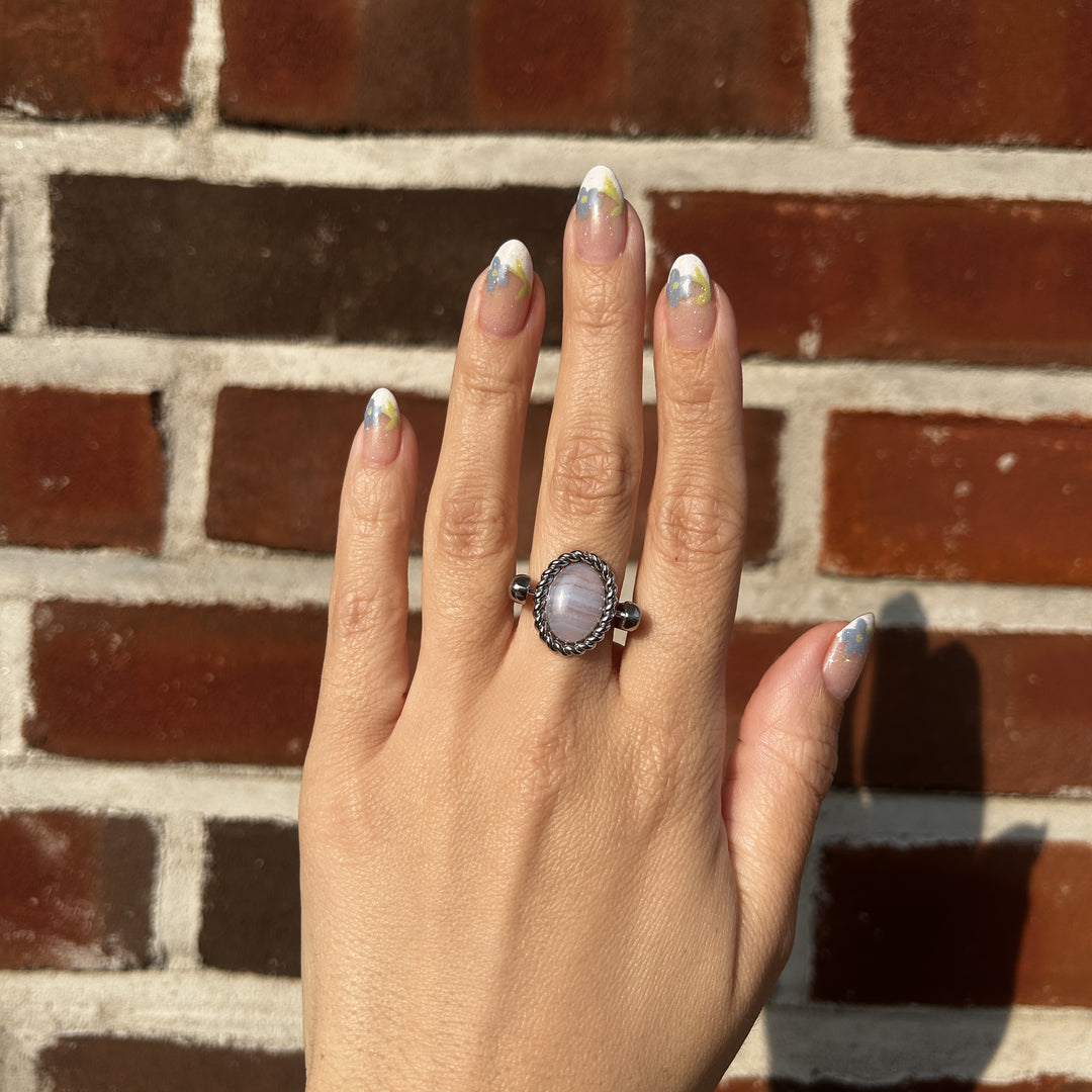 Blue Lace Agate Rope Bezel Oval Element - CK Collection