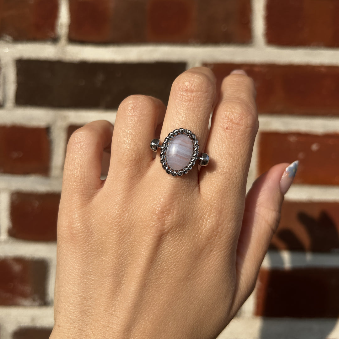 Blue Lace Agate Rope Bezel Oval Element - CK Collection