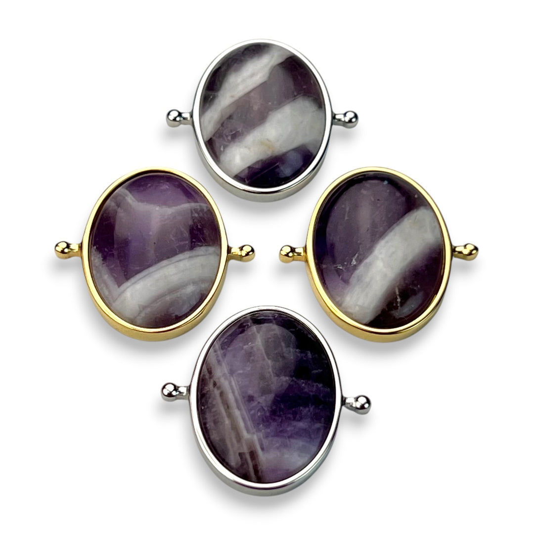 Chevron Amethyst Oval Crystal Element