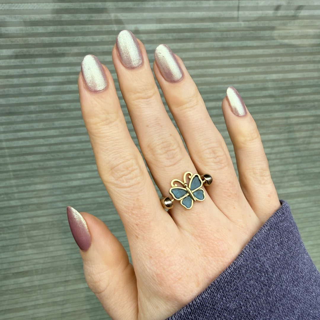 Blue Apatite Crystal Butterfly Element