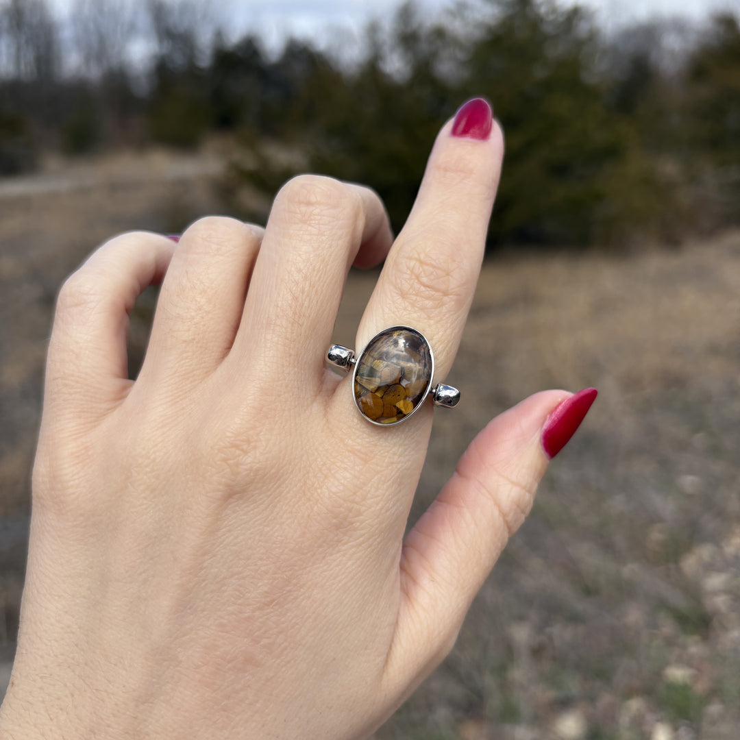 Tiger's Eye Oval Crystal Confetti Encapture™ Element
