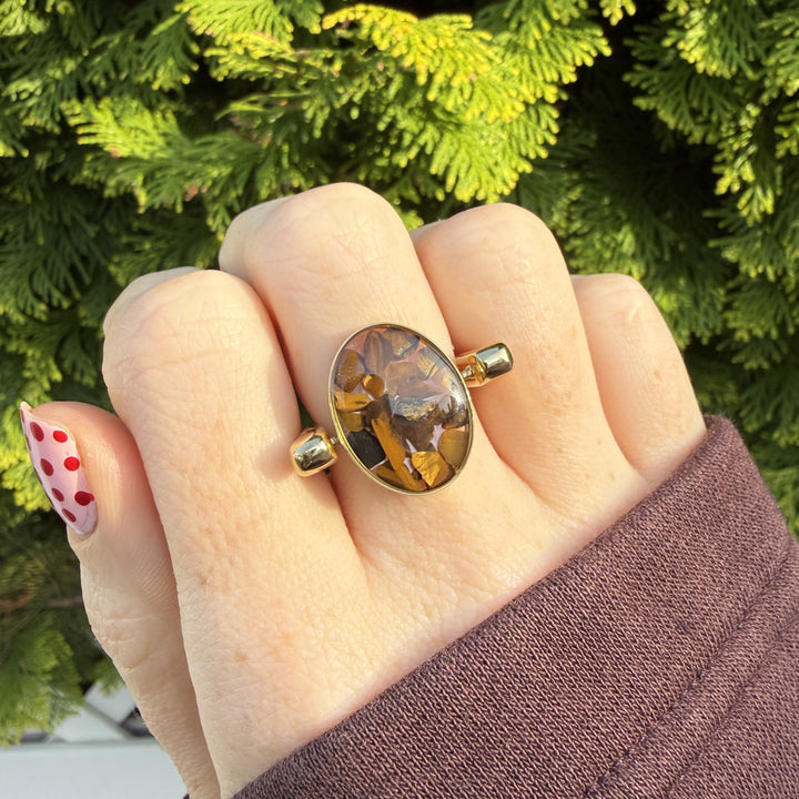 Tiger's Eye Oval Crystal Confetti Encapture™ Element