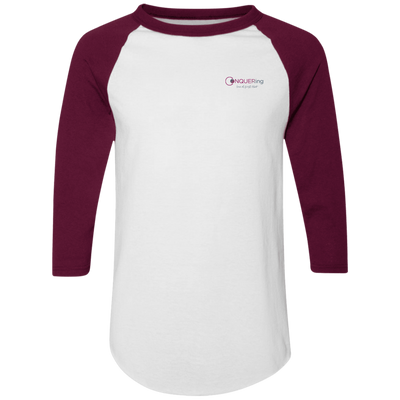 CONQUERing "love at first click" color-block raglan shirt