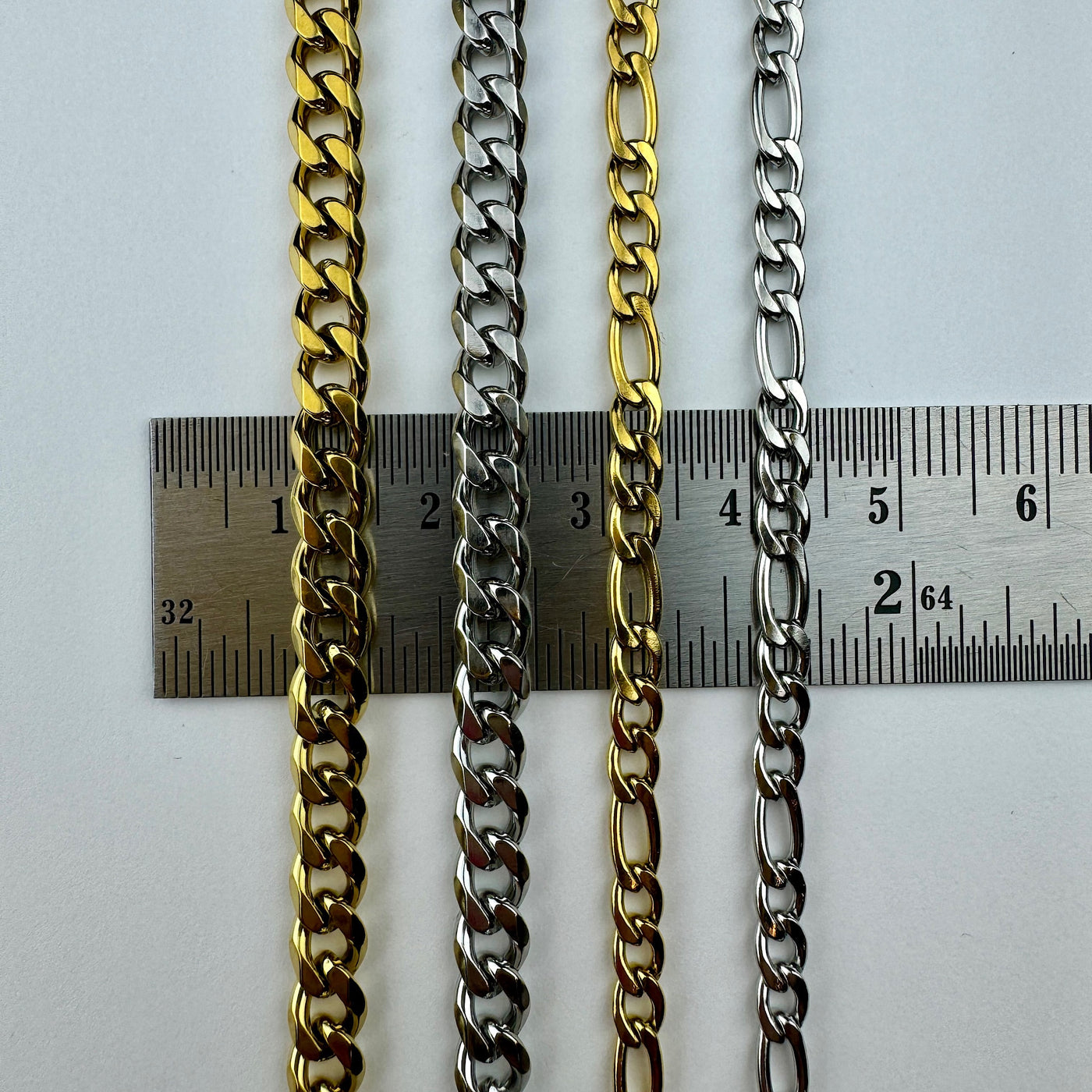 Layering Necklace Chains – 1 Cuban Link + 1 Figaro