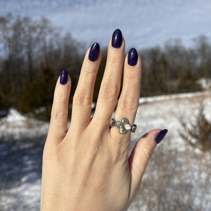 "Impression Sunrise" Mosaic Stone Quatrefoil Element