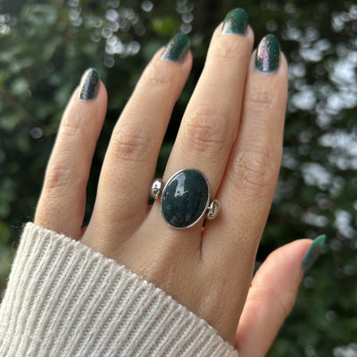 Moss Agate Oval Crystal Element