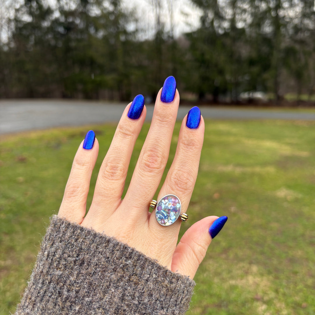 Aurora Pearl Oval Crystal Confetti Encapture™ Element