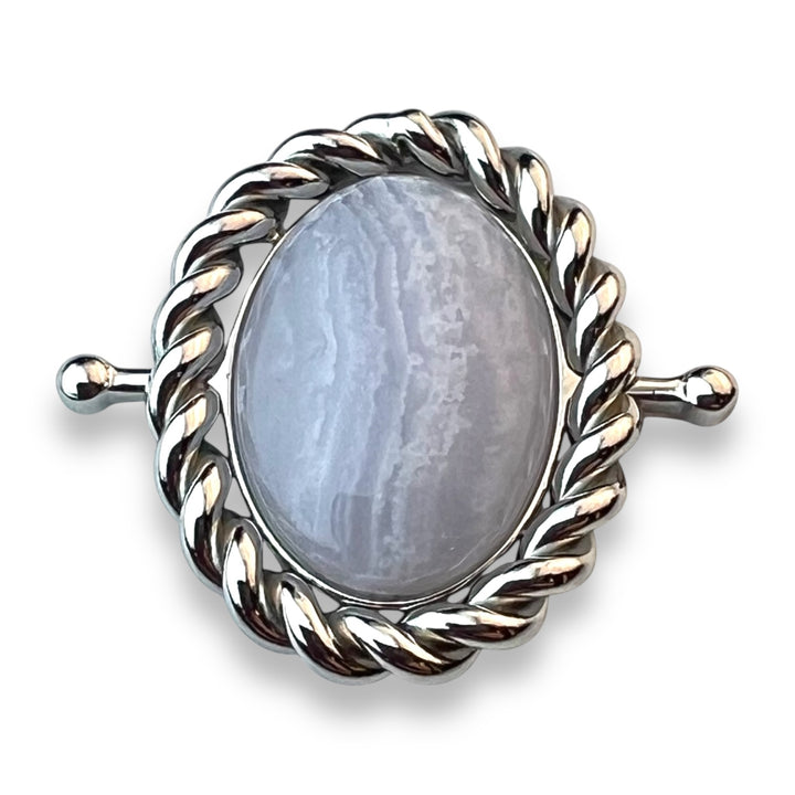 Blue Lace Agate Rope Bezel Oval Element - CK Collection