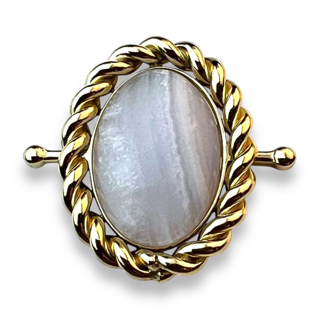 Blue Lace Agate Rope Bezel Oval Element - CK Collection