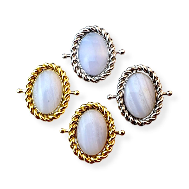 Blue Lace Agate Rope Bezel Oval Element - CK Collection