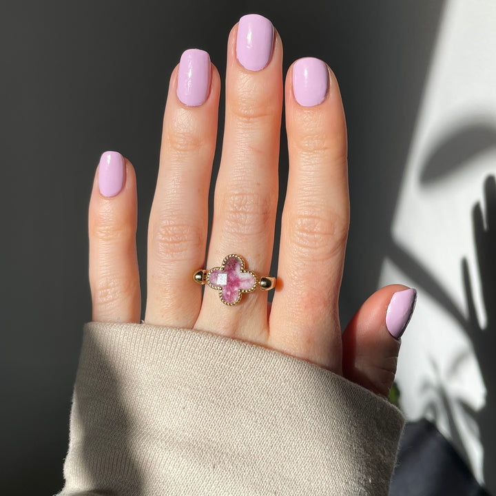 Pink Tourmaline Quatrefoil Crystal Element