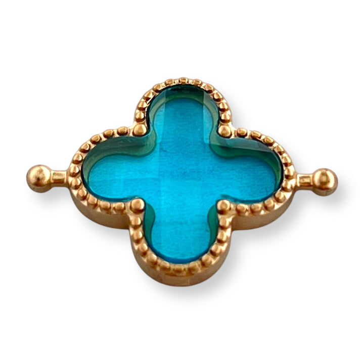 Rose Gold Simulated Aquamarine Quatrefoil Element