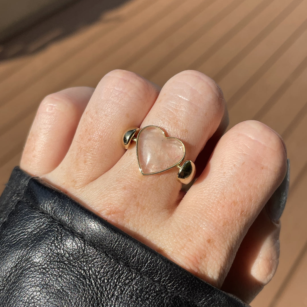 Rose Quartz Heart Shaped Crystal Element Gold