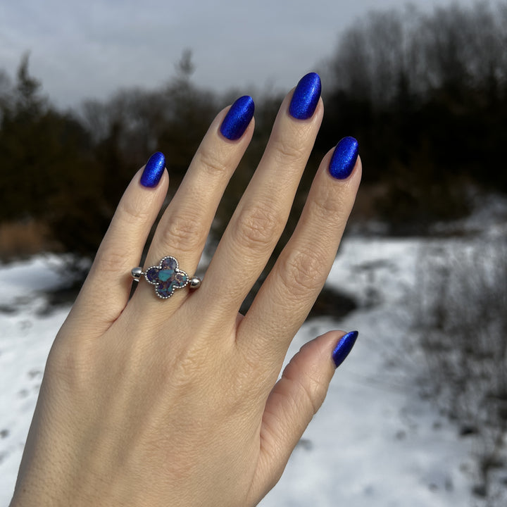 "Sea Under Purple Skies" Mosaic Stone Quatrefoil Element