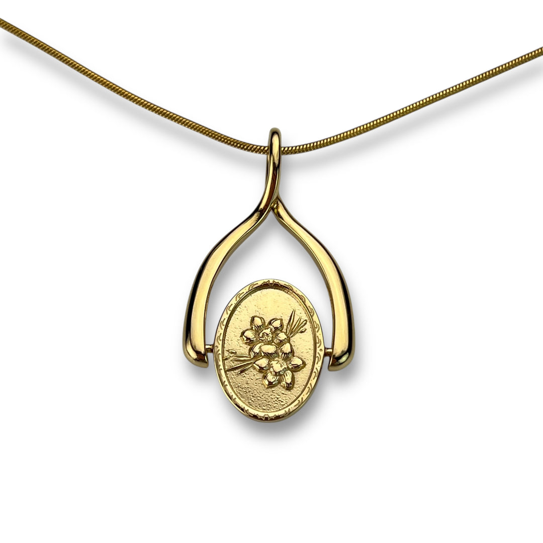 Birth Flower Wishbone Necklace