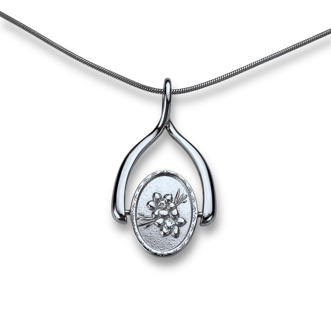 Birth Flower Wishbone Necklace