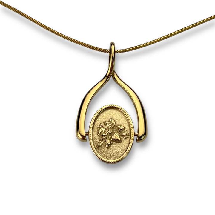 Birth Flower Wishbone Necklace