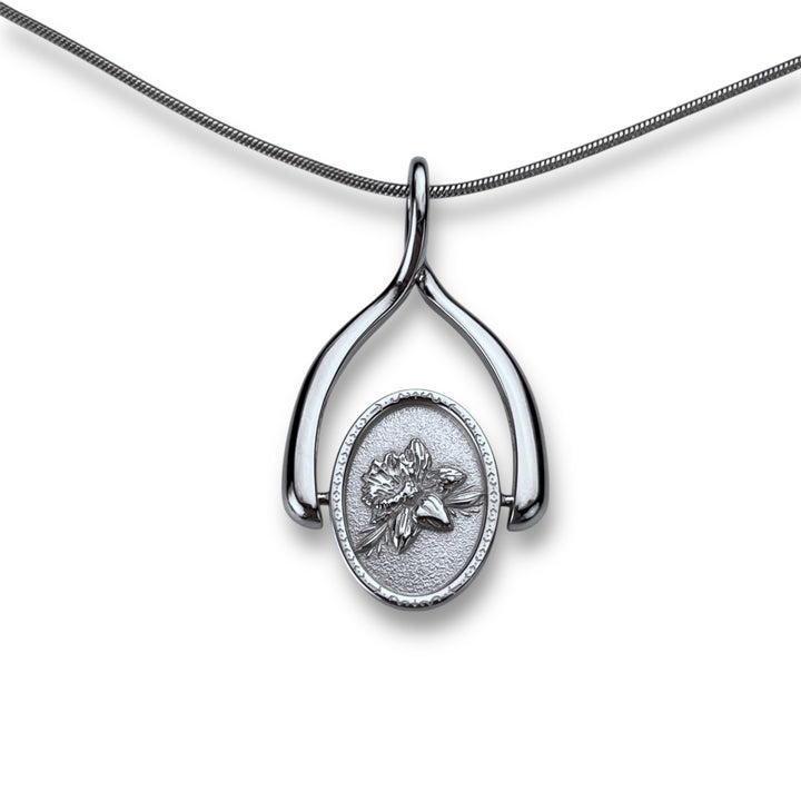 Birth Flower Wishbone Necklace