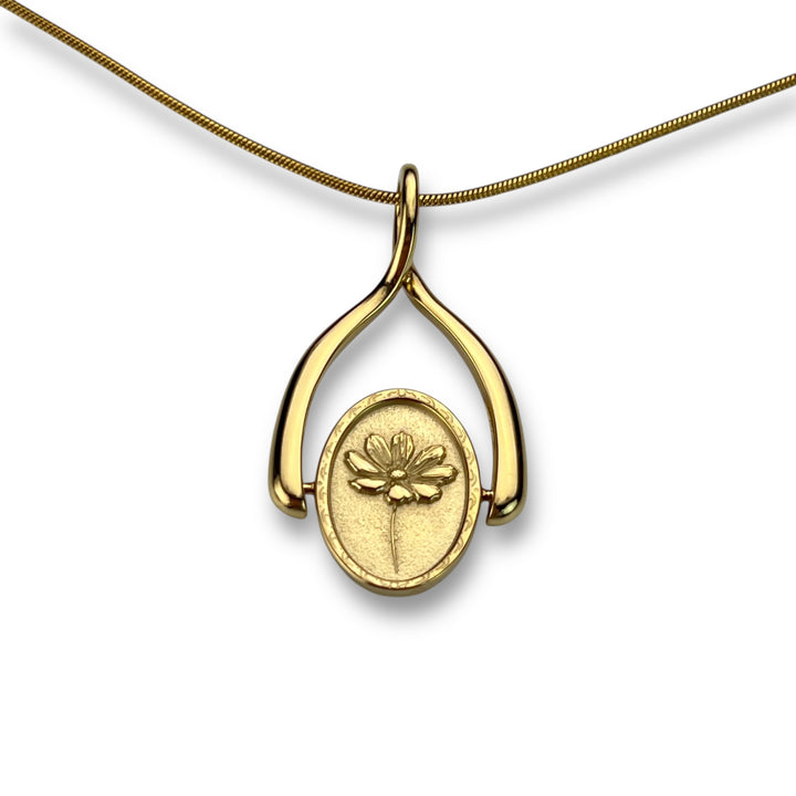 Birth Flower Wishbone Necklace