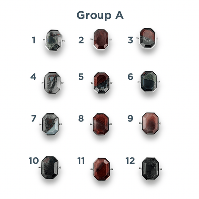 CHOOSE YOUR OWN Silver Bloodstone Octangle Crystal Element – Groups A-E