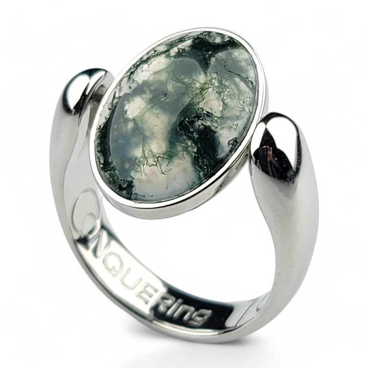 Silver AlaDune™ Oval Crystal Fidget Ring