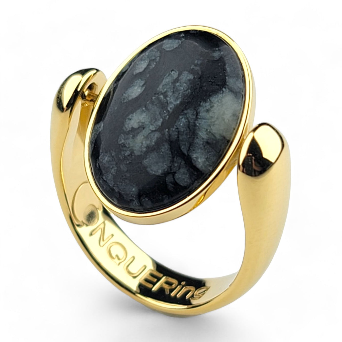 Gold AlaDune Oval Crystal Fidget Ring