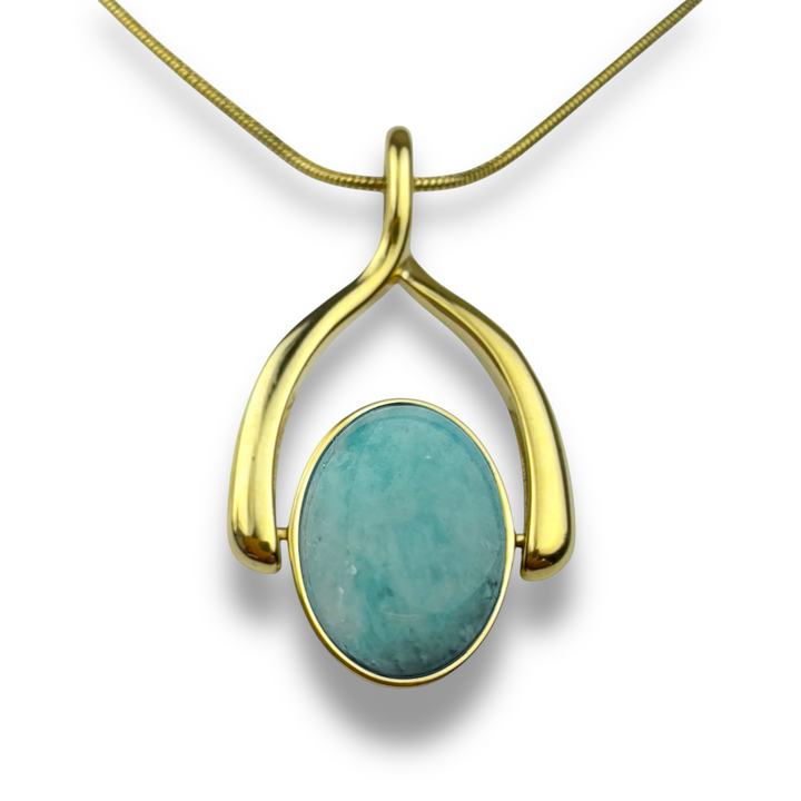 Oval Crystal Wishbone Necklace